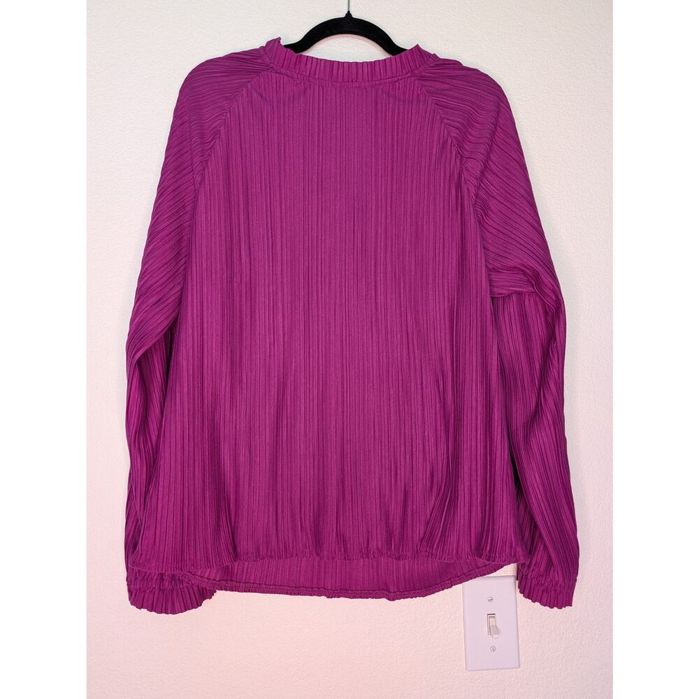 Ann Taylor Factory NWT Pink Pleated Blouse XL Long Sleeve Textured Crinkle
